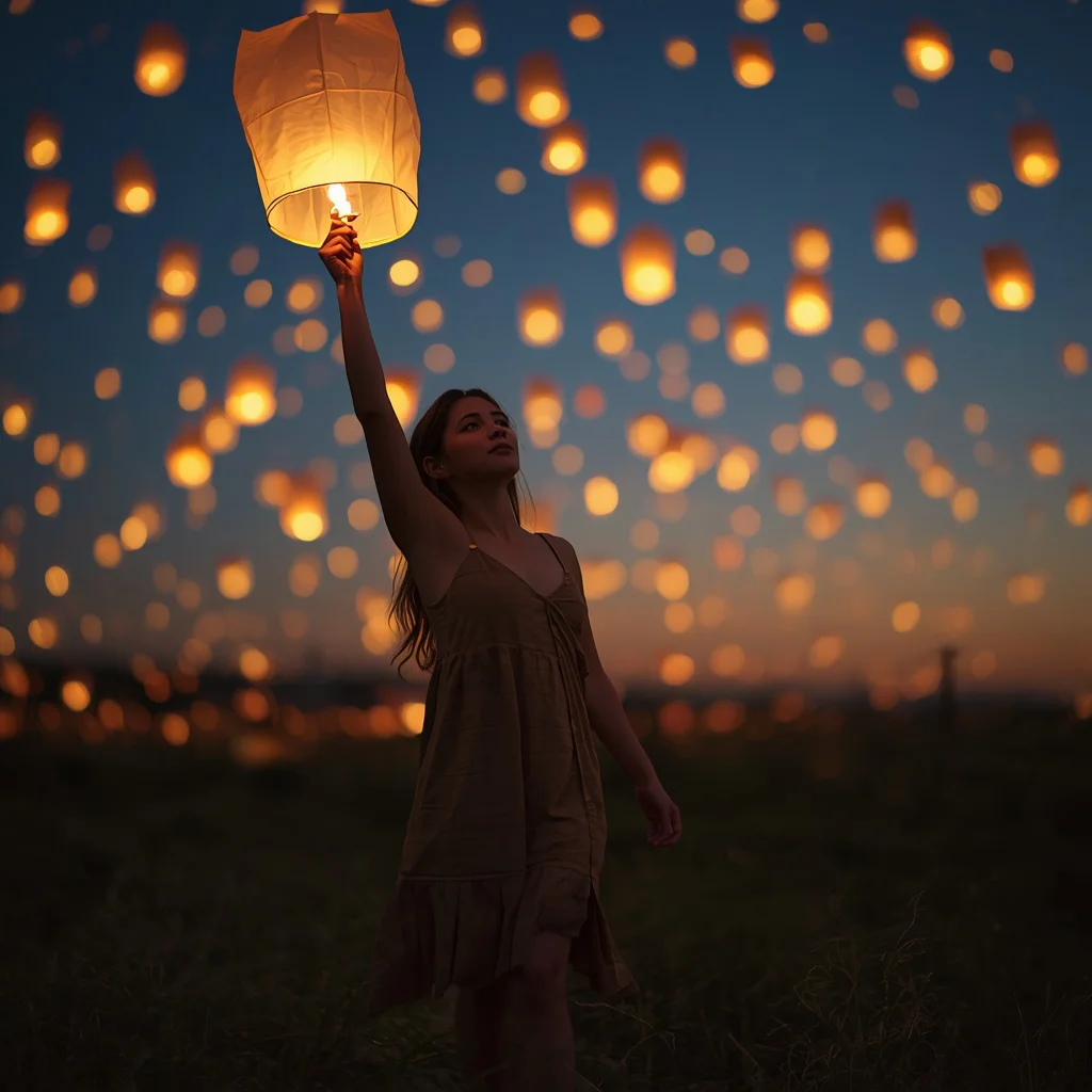 A Beautiful Girl with a Sky Full of Wishes, Full Body | modern ai prompt — AI image prompt