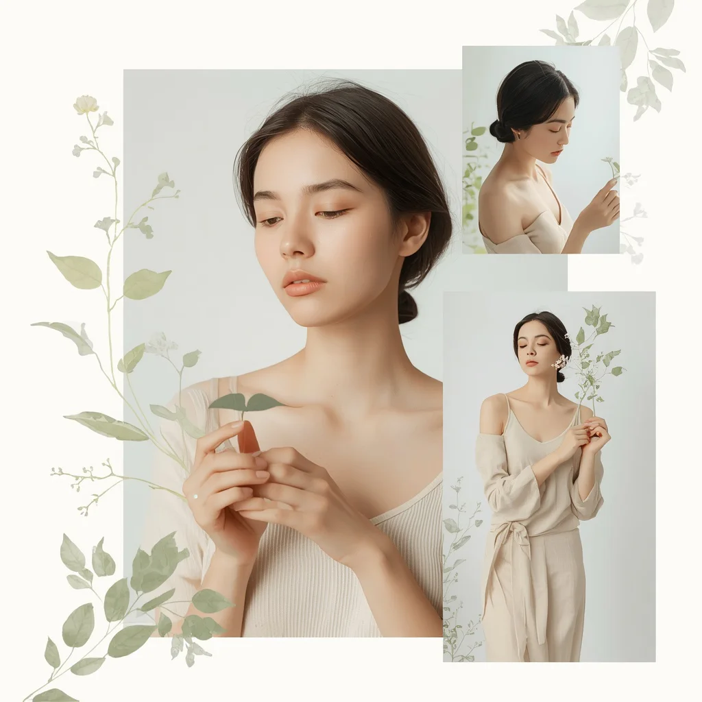 Minimalist Botanical Collage for a Gentle Woman | New instagram trend prompt for girl love copy and paste