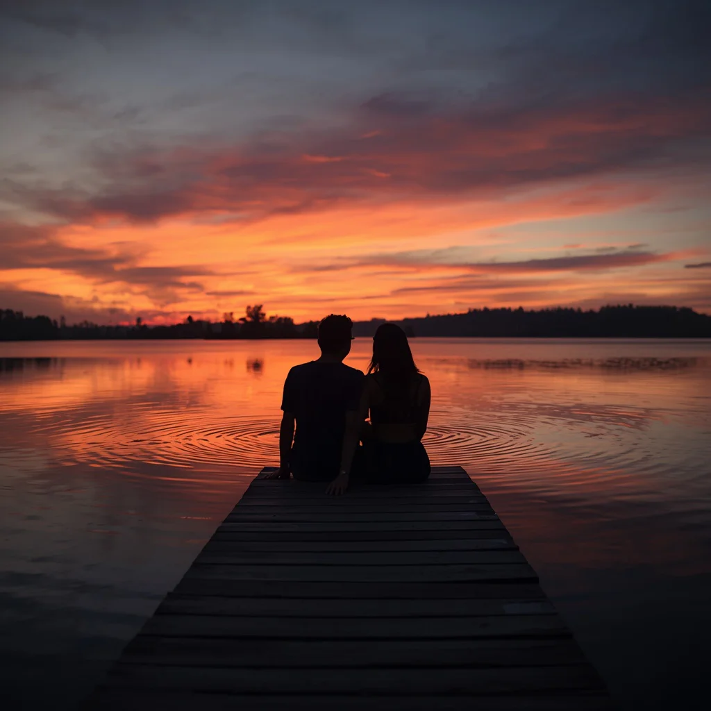 Couple Sharing a Quiet Sunset on a Lakeside Dock — AI image prompt