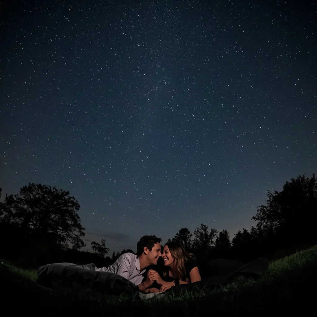 Couple Sharing Secrets Under a Canopy of Stars — AI image prompt
