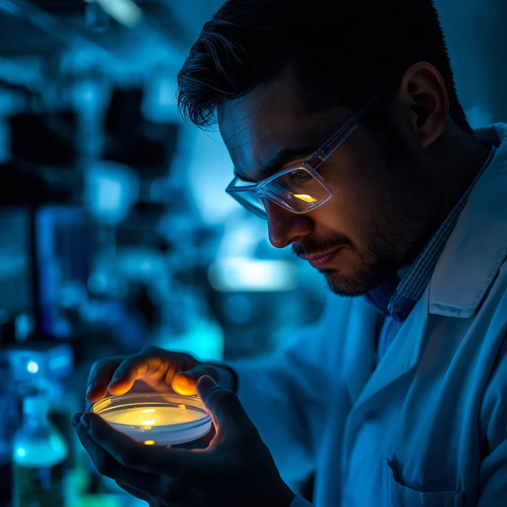 Focused Scientist in a Modern Research Facility — AI image prompt
