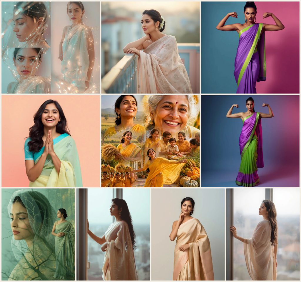 New 10 Cinematic Saree AI Prompts for Dramatic Storytelling Photography