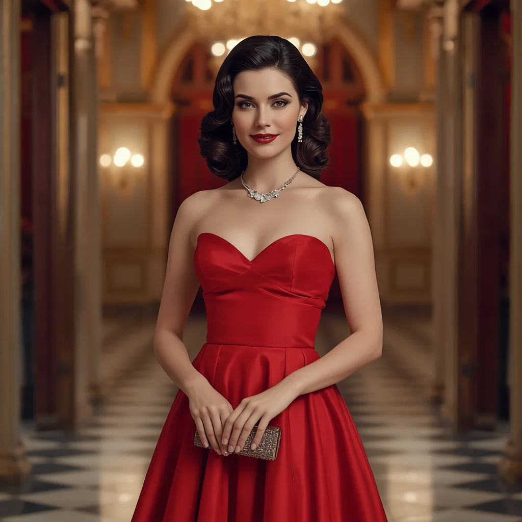 The Timeless Allure of a Classic Red Evening Gown — AI image prompt