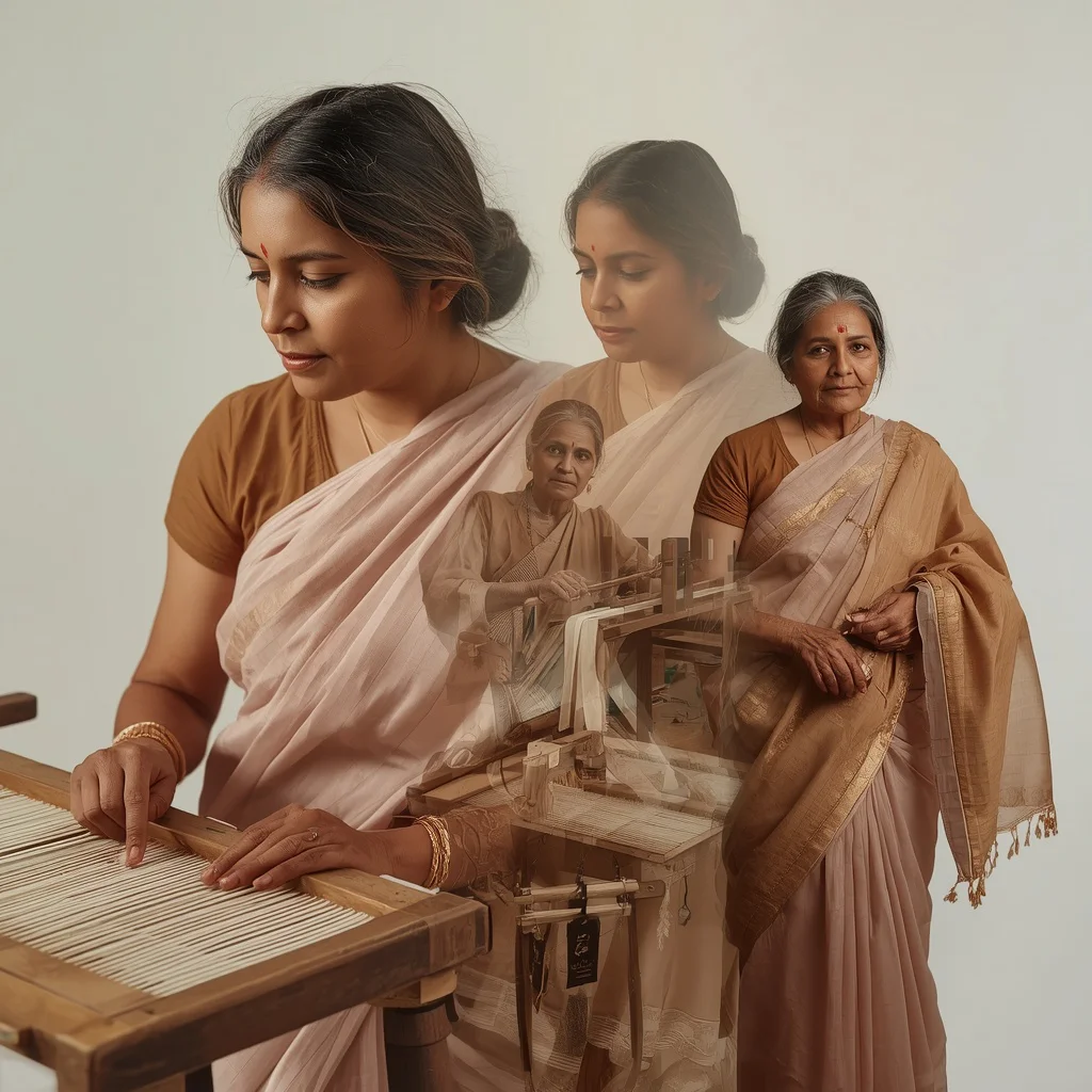 The Weaver's Journey: An Indian Woman's Life of Craft and Creation — AI image prompt